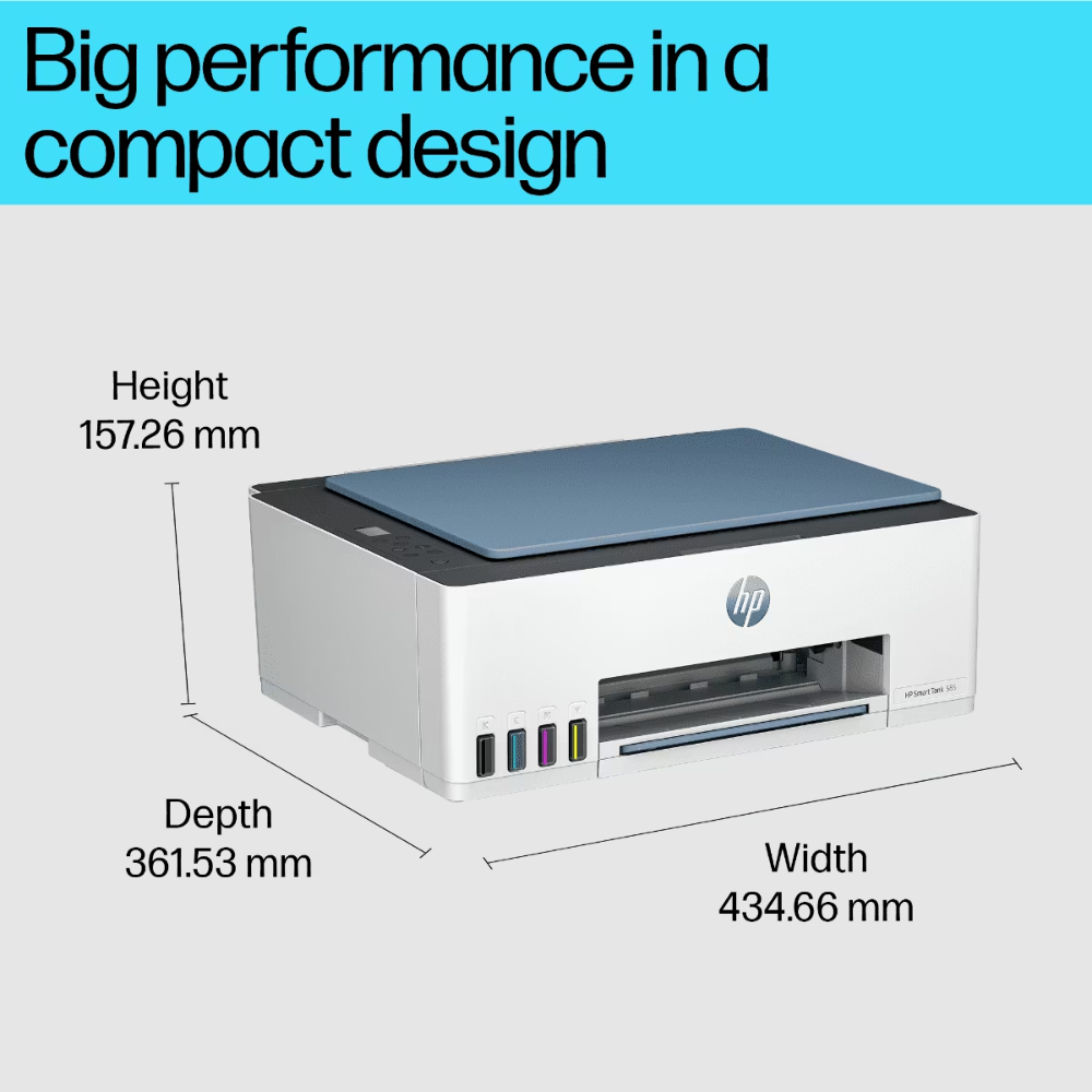 HP Smart Tank 585 (1F3Y4A) – Wireless All-in-One Ink Tank Printer, Copy/Scan/Print, 4000 Pages Black & 6000 Pages Color Yield, 1 Year Warranty