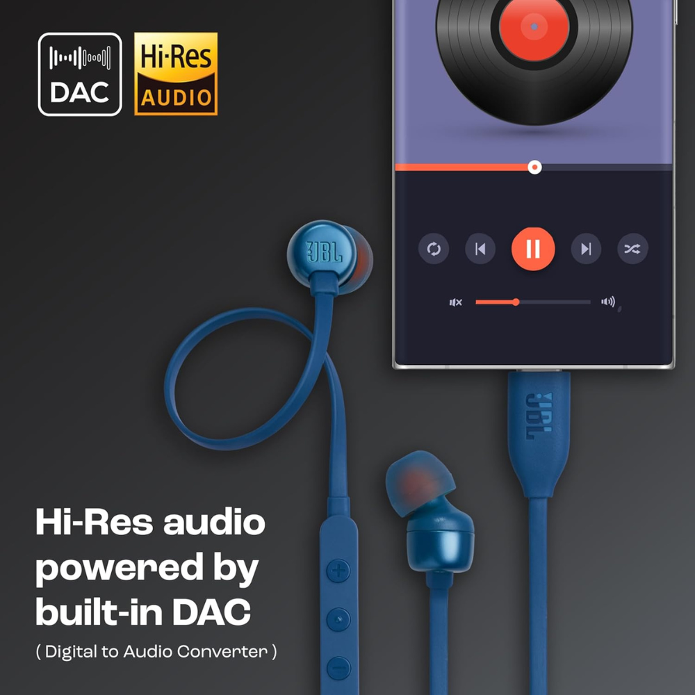 JBL Tune310C-USB-C Wired In-Ear Headphone BLU