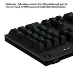 Logitech G512 Mechanical Wired Gaming Keyboard with GX Brown Tactile Switch USB Passthrough and Lightsync RGB