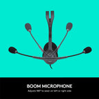 Logitech H111 3.5mm Wired Stereo Headset with 180° Rotating Microphone - Black