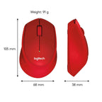 Logitech M331 Silent Plus 1000DPI 2.4GHz Optical Wireless Mouse - Red