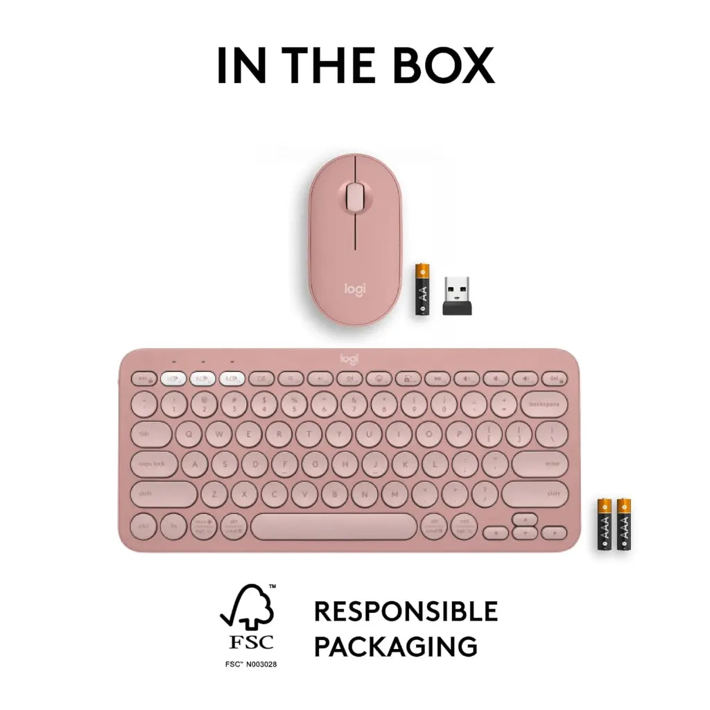 Logitech Pebble 2 Combo Wireless Bluetooth Keyboard & Mouse Set with Logi Bolt Receiver