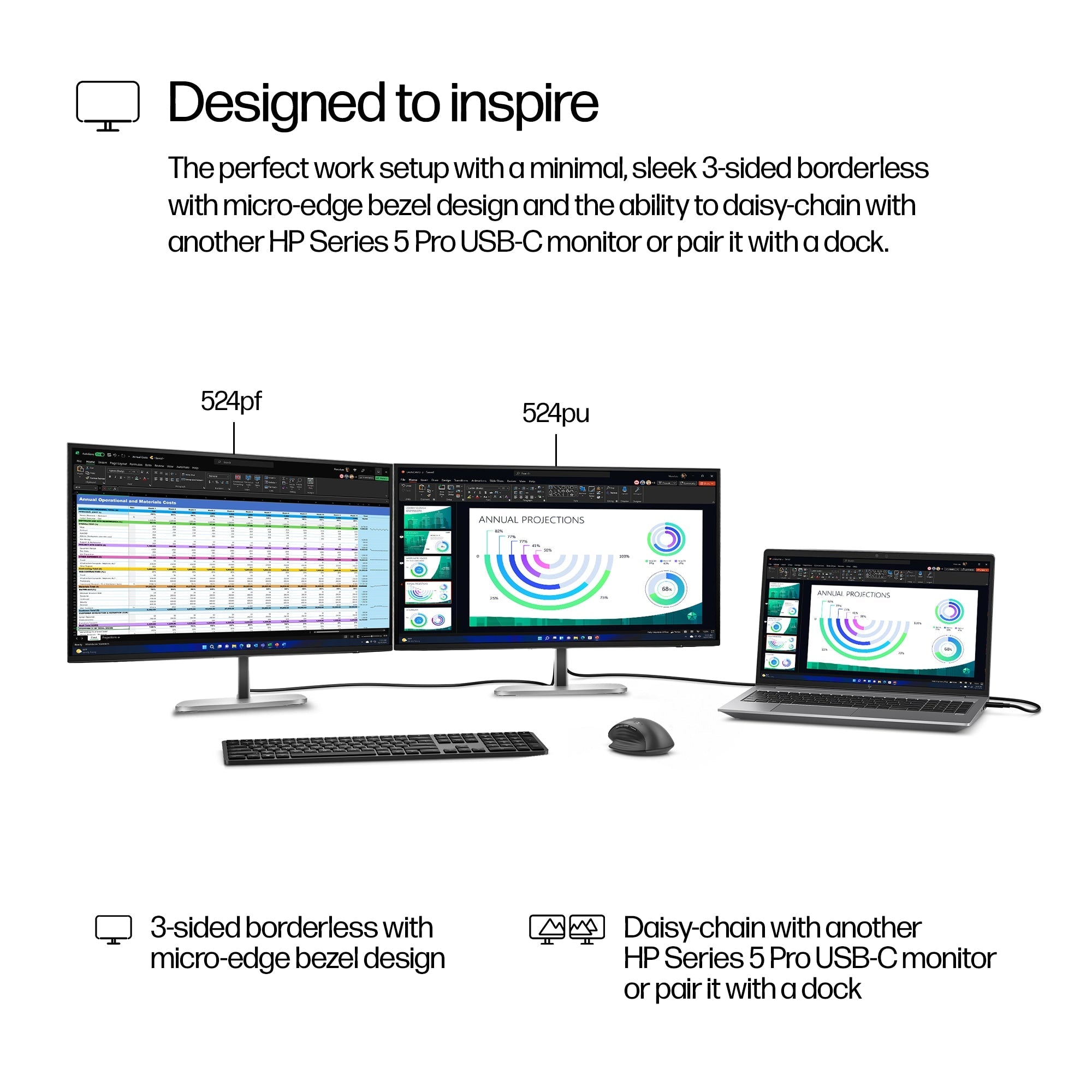 HP S5 Pro 524PF 23.8" 75Hz 1080p FHD IPS Panel 100% sRGB Anti Glare Monitor