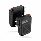 Travel Mate 10000mAh Power Bank with Built-in Wall Plug, 15W Wireless Charging, Dual USB Ports (USB-A + USB-C), Surge Protection, Fast Charging Portable Charger