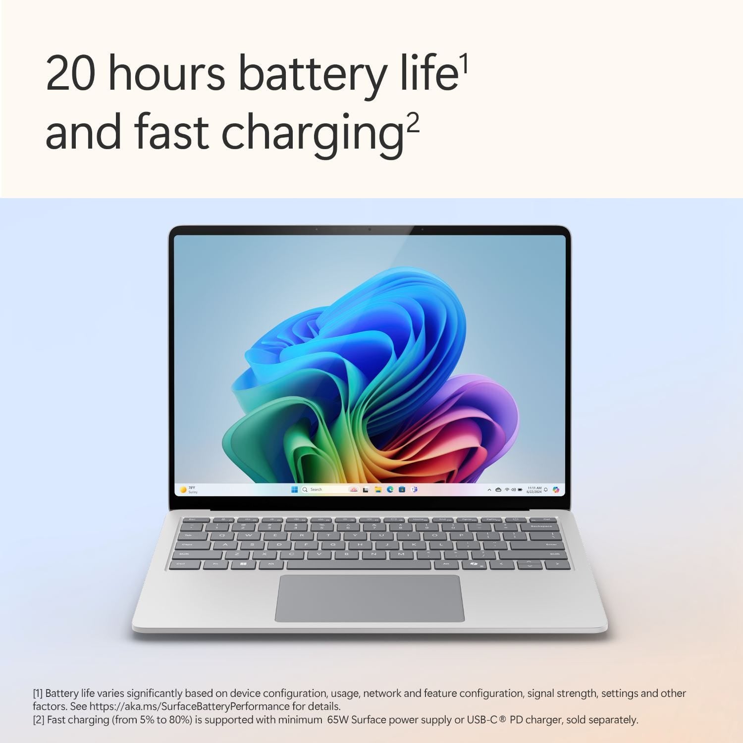 Microsoft Surface Laptop 7 – Snapdragon X Plus (10-Core), 13.8-inch PixelSense Flow Display, 16GB RAM, 256GB SSD, Windows 11 Home - ZGJ-00023