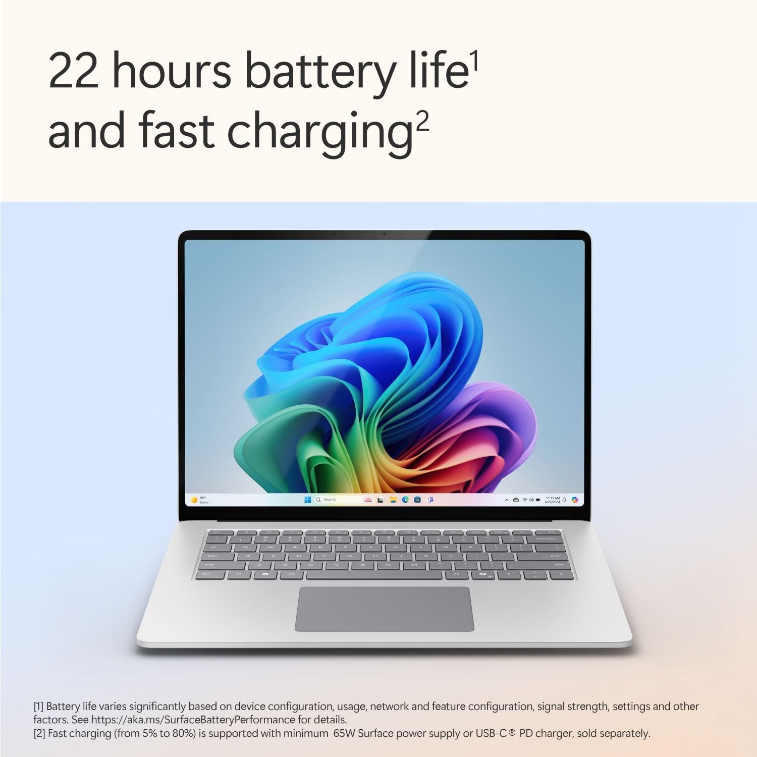 Microsoft Surface Laptop 7 – Snapdragon X Elite (12-Core), 15-inch PixelSense Flow Display, 16GB RAM, 256GB SSD, Windows 11 Home - ZHG-00023