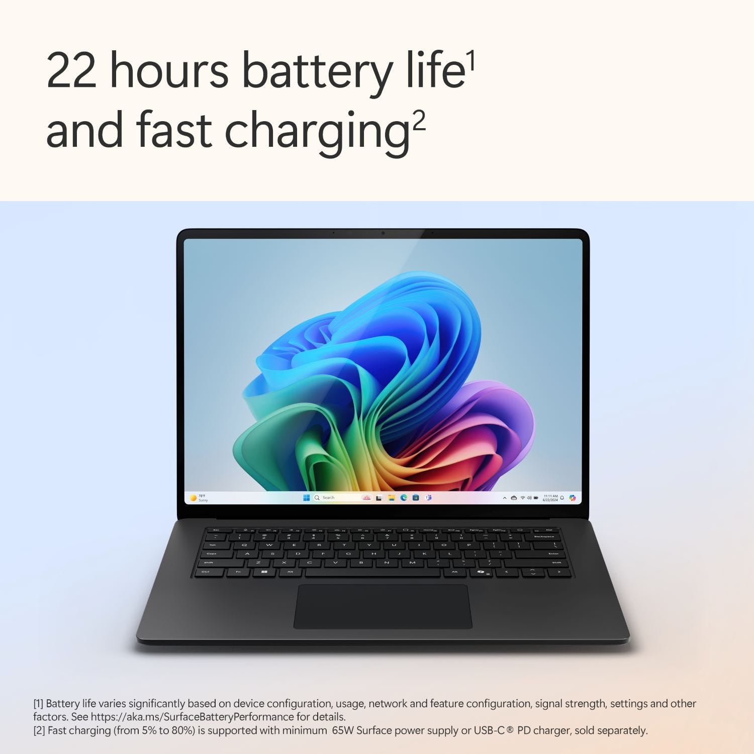 Microsoft Surface Laptop 7 – Snapdragon X Elite (12-Core), 16GB RAM, 512GB SSD, 15-inch PixelSense Flow Touch Display, Windows 11 Home, Black - ZHH-00048