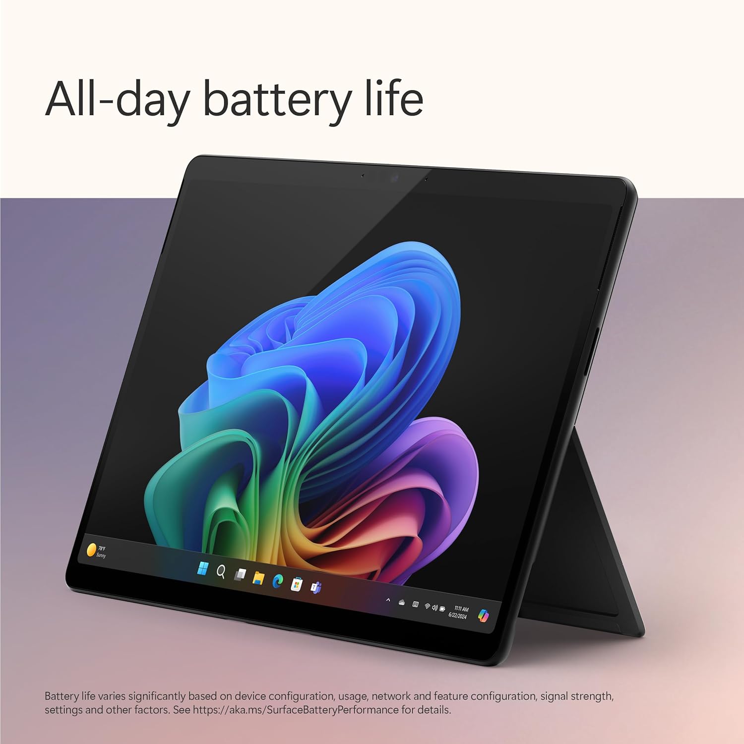 Microsoft Surface Pro 11 – Snapdragon X Plus (10-Core), 16GB RAM, 512GB SSD, 13-inch PixelSense Flow Touch Display, Windows 11 Home, Black - ZHY-00032