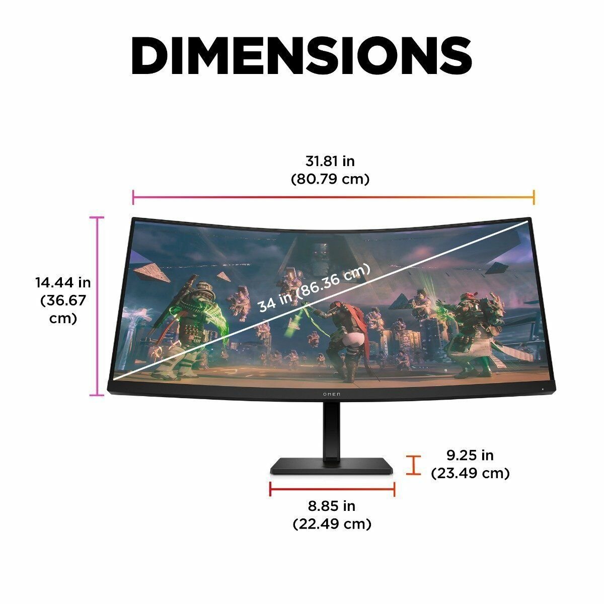 HP OMEN 34C 780K9AA 34" WQHD 165Hz 1ms Curved Gaming Monitor