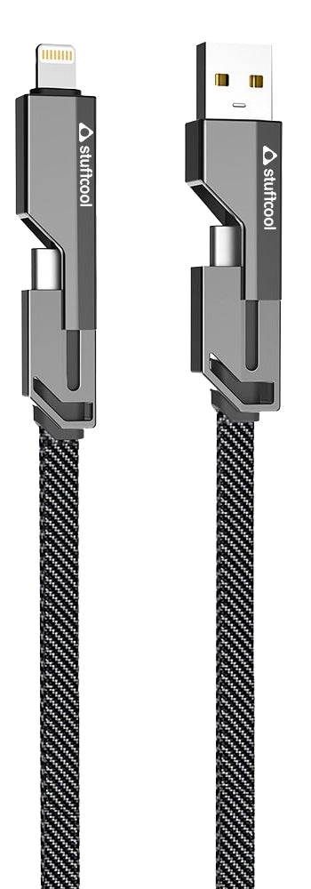 Quad Pro 4 in 1 Indestructible Cable 60W with lightning to type C, type C to C, lightning to USB A