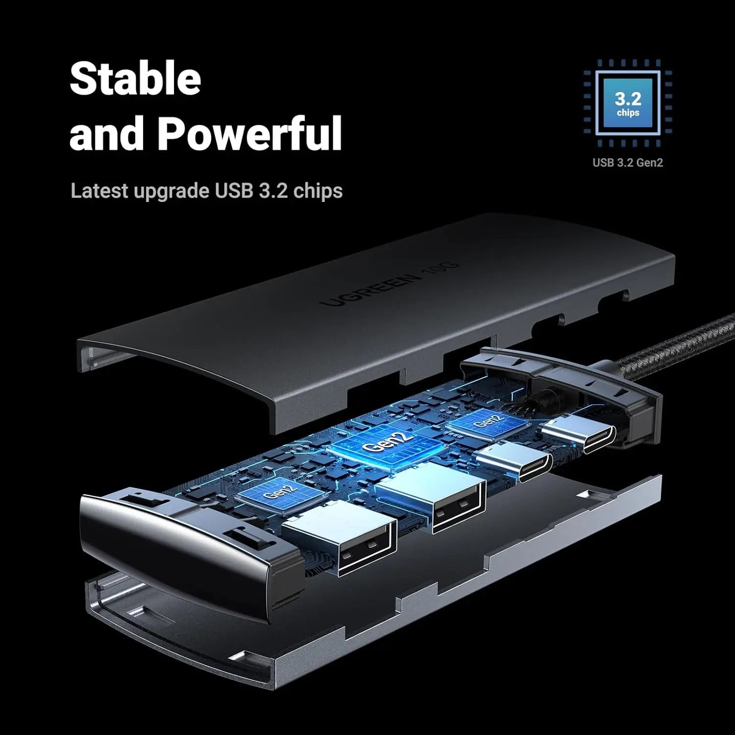 UGREEN USB C Hub 10Gbps 4 Port Aluminum USB 3.2 Splitter 2 USB-C 2 USB-A Data Ports Laptop MacBook PC Type-C Hub (30758)