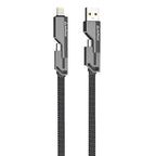 Quad Pro 4 in 1 Indestructible Cable 60W with lightning to type C, type C to C, lightning to USB A