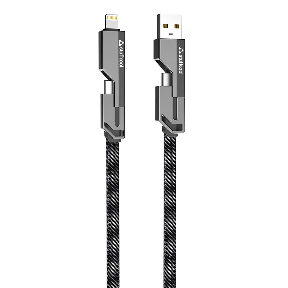 Quad Pro 4 in 1 Indestructible Cable 60W with lightning to type C, type C to C, lightning to USB A