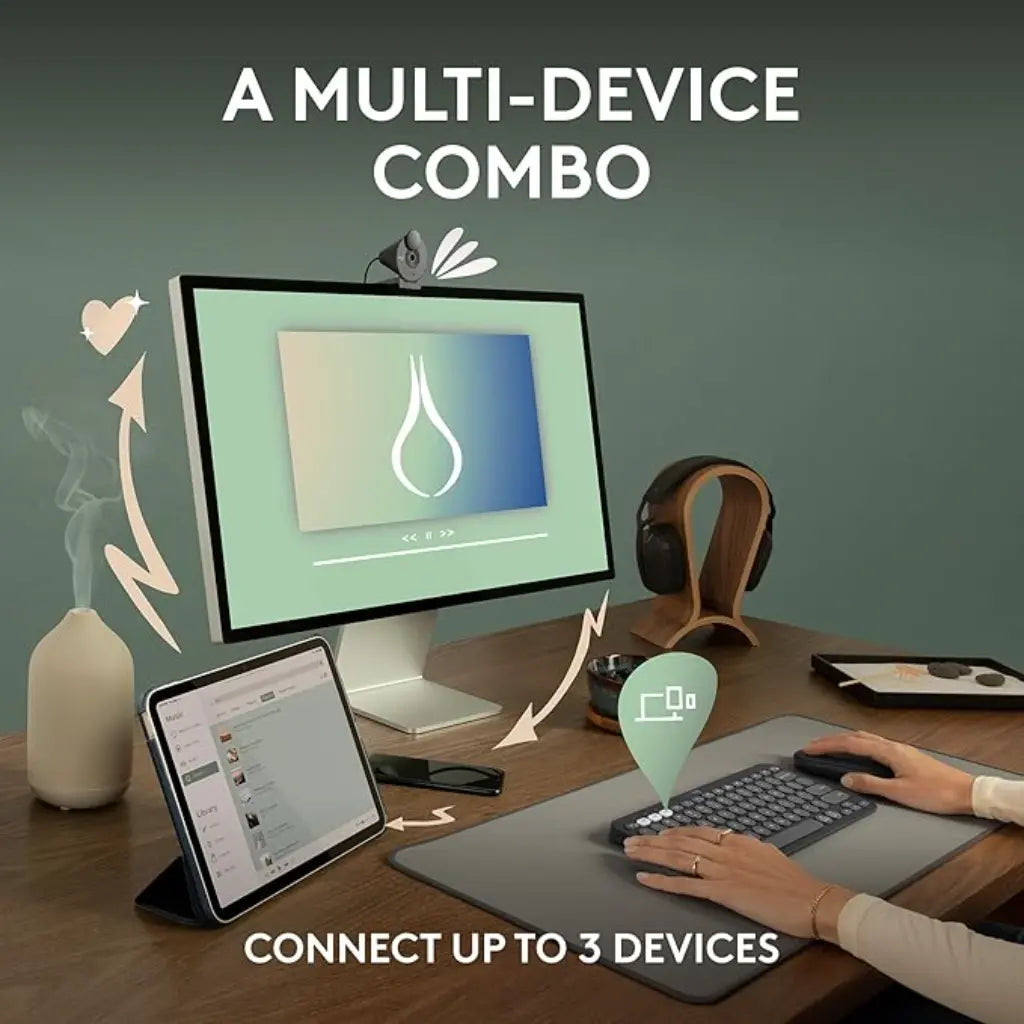 Logitech Pebble 2 Combo Wireless Bluetooth Keyboard & Mouse Set with Logi Bolt Receiver