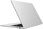 Silver laptop on a white background