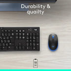 Logitech M190 Full Size Curve Design Optical Wireless Mouse 1000 DPI  - Blue