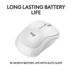 Logitech M240 Silent Bluetooth Wireless Mouse Compact Design - Off White