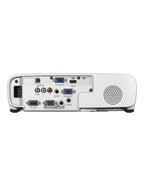 Back view of a white projector on a white background