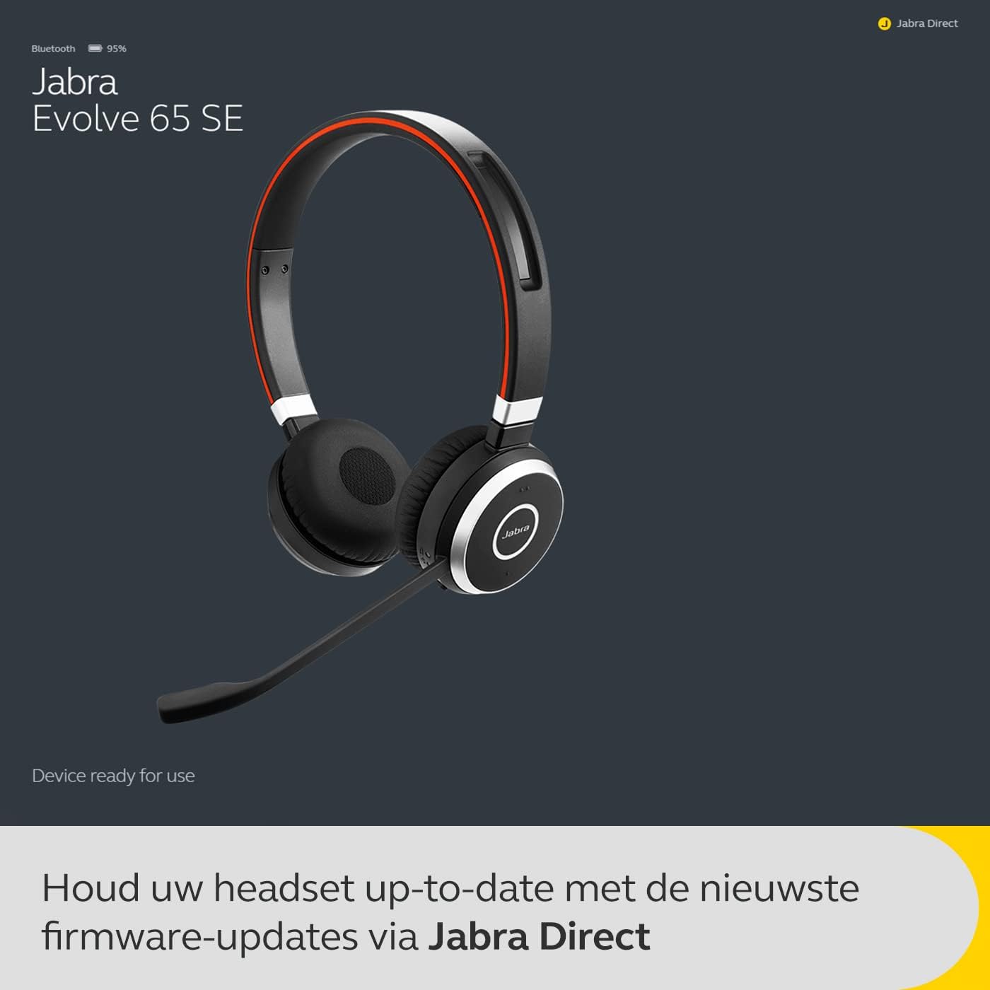 JABRA EVOLVE 65 SE MS UC DUO Bluetooth Wireless Passive Noise Cancellation Stereo Headset with Mic - Black