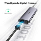 UGREEN USB-C Hub 4-in-1 3x USB 3.0 Gigabit Ethernet MacBook Windows Compatible Type-C Adapter Network LAN Port Hub (60718)