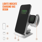 STM ChargeTree Swing 3-in-1 Wireless Charger Station – Qi-Certified Charger for iPhone, Android, AirPods & Apple Watch with Nightstand Mode Swing Arm – USB-C Cable Included, Black