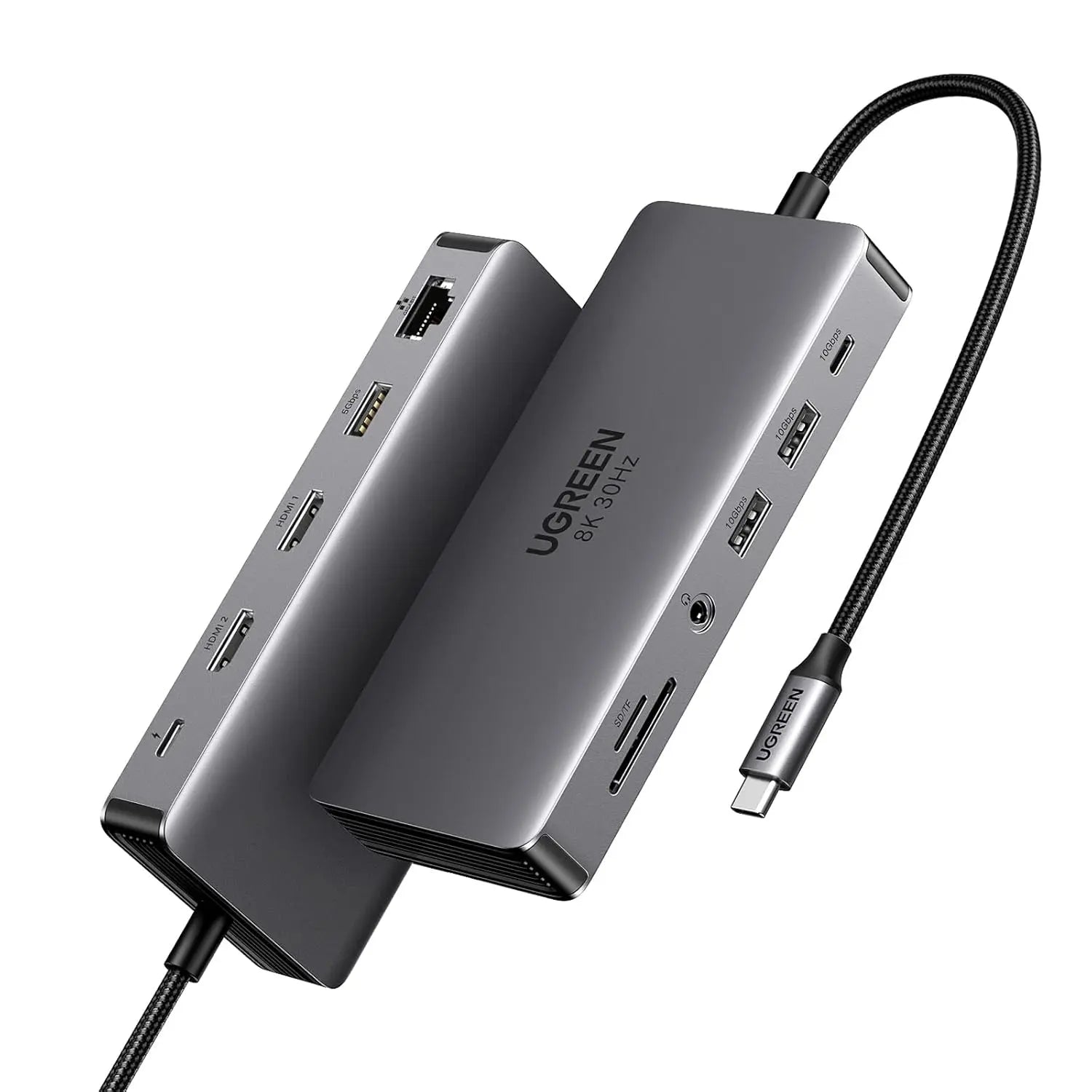 UGREEN 11-in-1 USB-C Hub Dual HDMI Docking Station 4K 60Hz 8K 30Hz 100W PD 10Gbps USB Ethernet Card Reader 15965