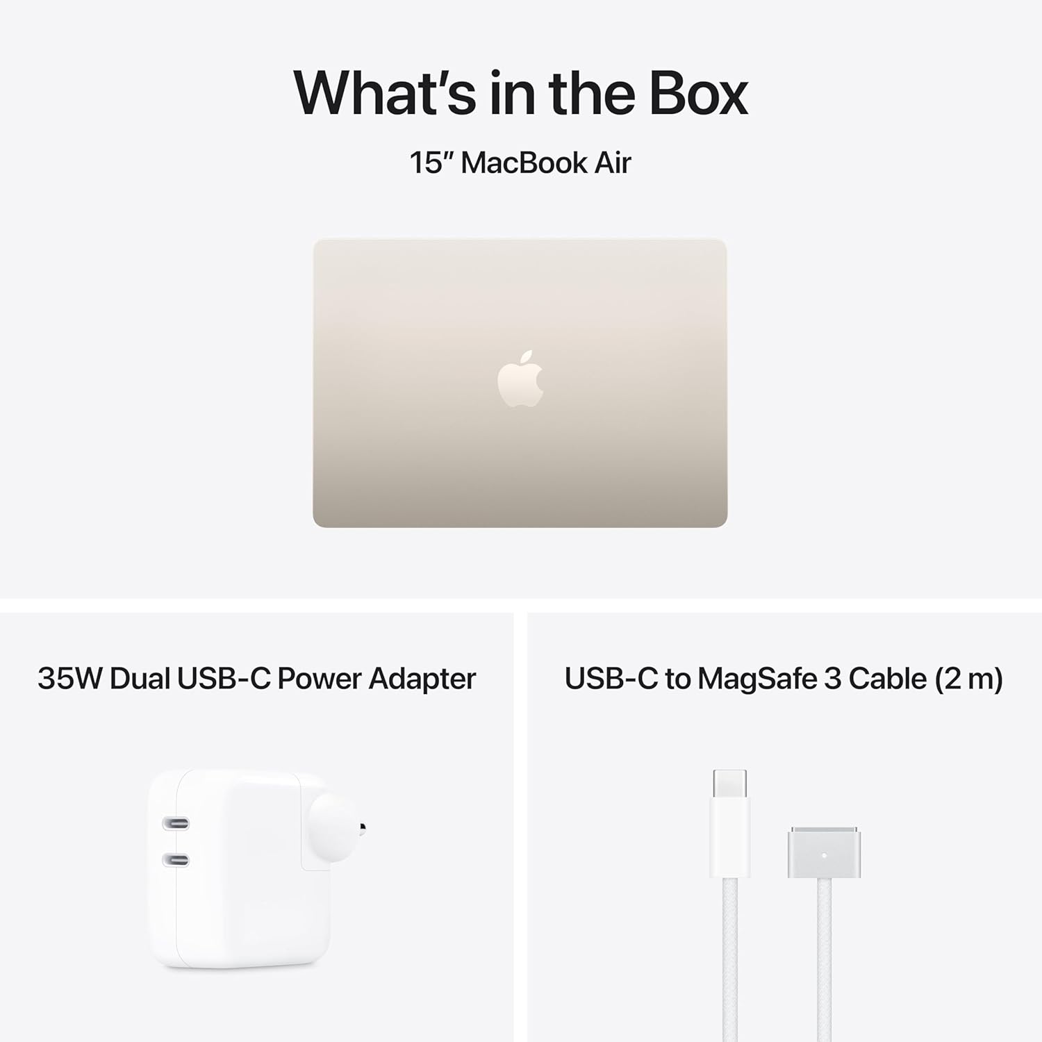 Apple 2026 MacBook Air 15″ laptop with M5 chip: AI and Apple Intelligence, 38.91 cm (15.3″) Liquid Retina Display, 16GB Unified Memory, 512GB SSD Storage, 12MP Center Stage Camera, Touch ID; Starlight