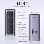 UGREEN 13-in-1 USB-C PD Docking Station HDMI DP 4K 60Hz 8K Triple Display 10Gbps USB-C USB-A 100W Ethernet SD/TF (90325)