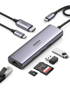 UGREEN 7-in-1 Multi-Functional Adapter 4K 60Hz HDMI Gigabit Ethernet 2 USB 3.0 100W PD SD/TF MacBook Dell Surface (60515)