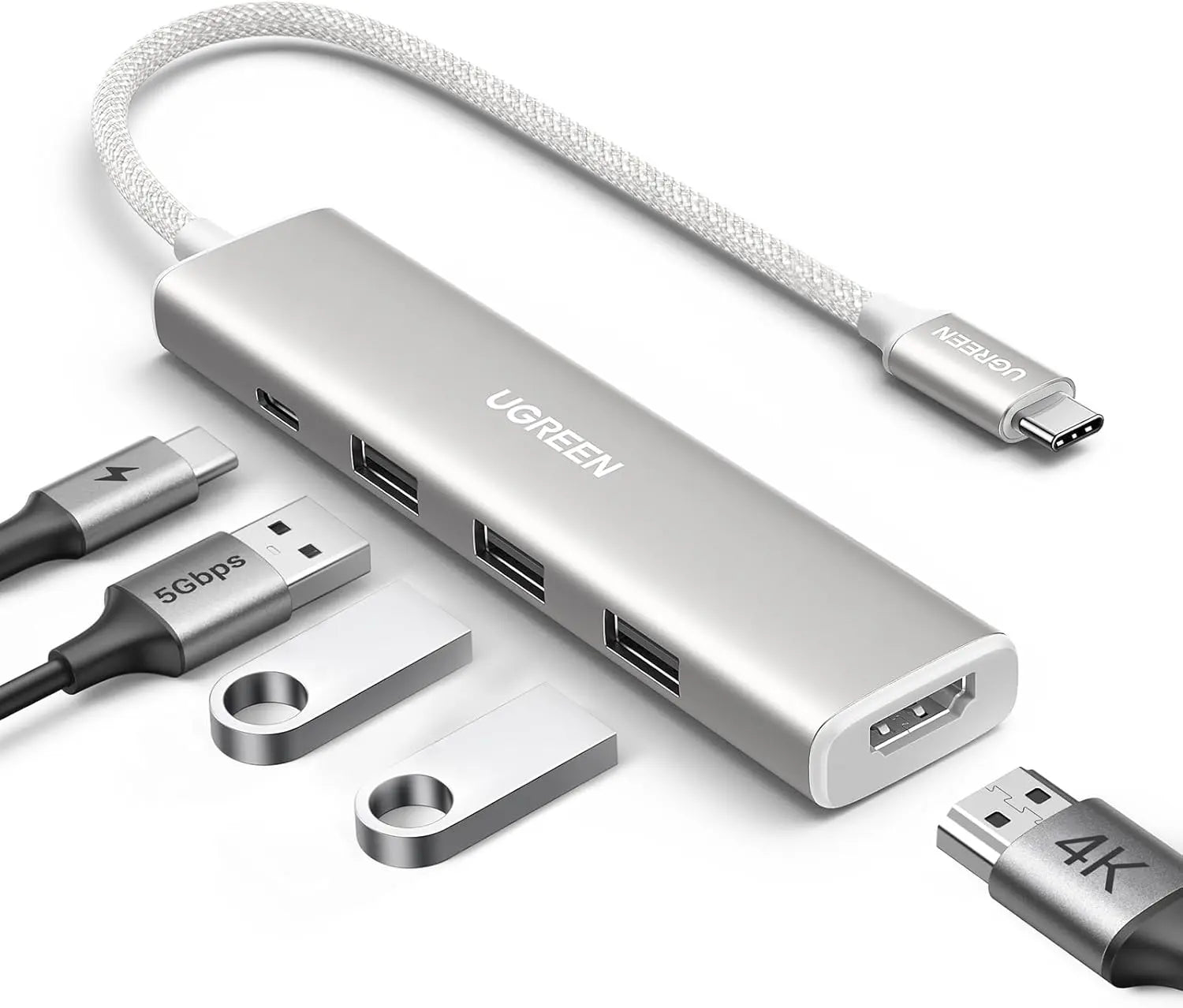 UGREEN Revodok 5-in-1 USB C Multiport Adapter 100W PD 4K HDMI 3x 5Gbps USB-A Aluminum MacBook Air iPhone 15 iPad (35580)