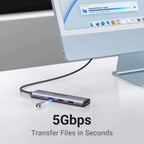 UGREEN Revodok USB C Hub HDMI 4K PD 100W 5-in-1 USB C to USB 3.0 Adapter iPhone 15 MacBook Pro Air XPS Surface iPad (15495)