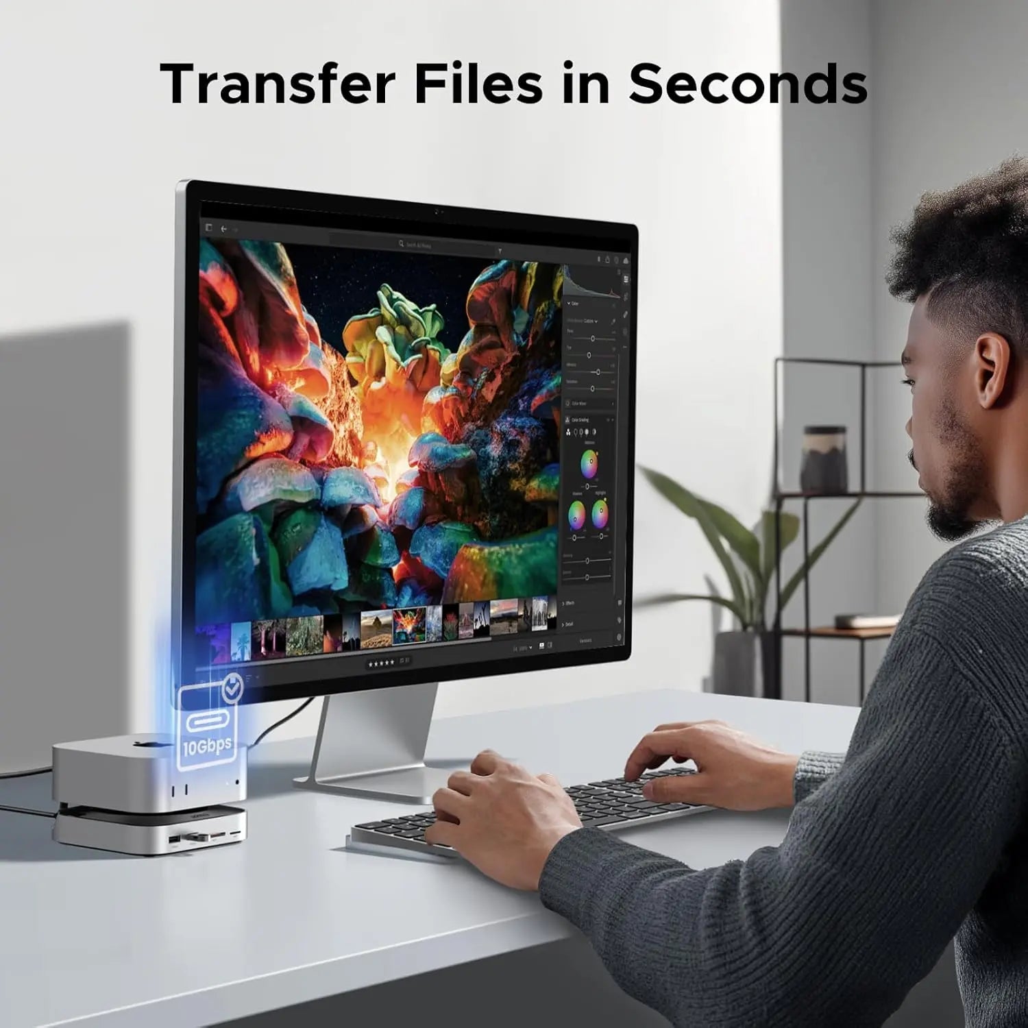 UGREEN Mac mini M4 Dock 11-in-1 USB C Hub 8TB M.2 NVMe 10Gbps 5X USB-A 2X Type-C SD/TF Card Docking Station (65487)