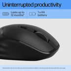 HP M120 Wireless Mouse, 2.4 GHz Wireless Connection, 6 Buttons, Up to 1600 DPI