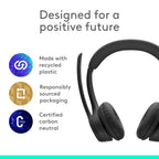 Logitech Zone 300 Wireless Bluetooth Headset with Noise-Cancelling Microphone - Midnight Black