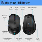 HP M120 Wireless Mouse, 2.4 GHz Wireless Connection, 6 Buttons, Up to 1600 DPI