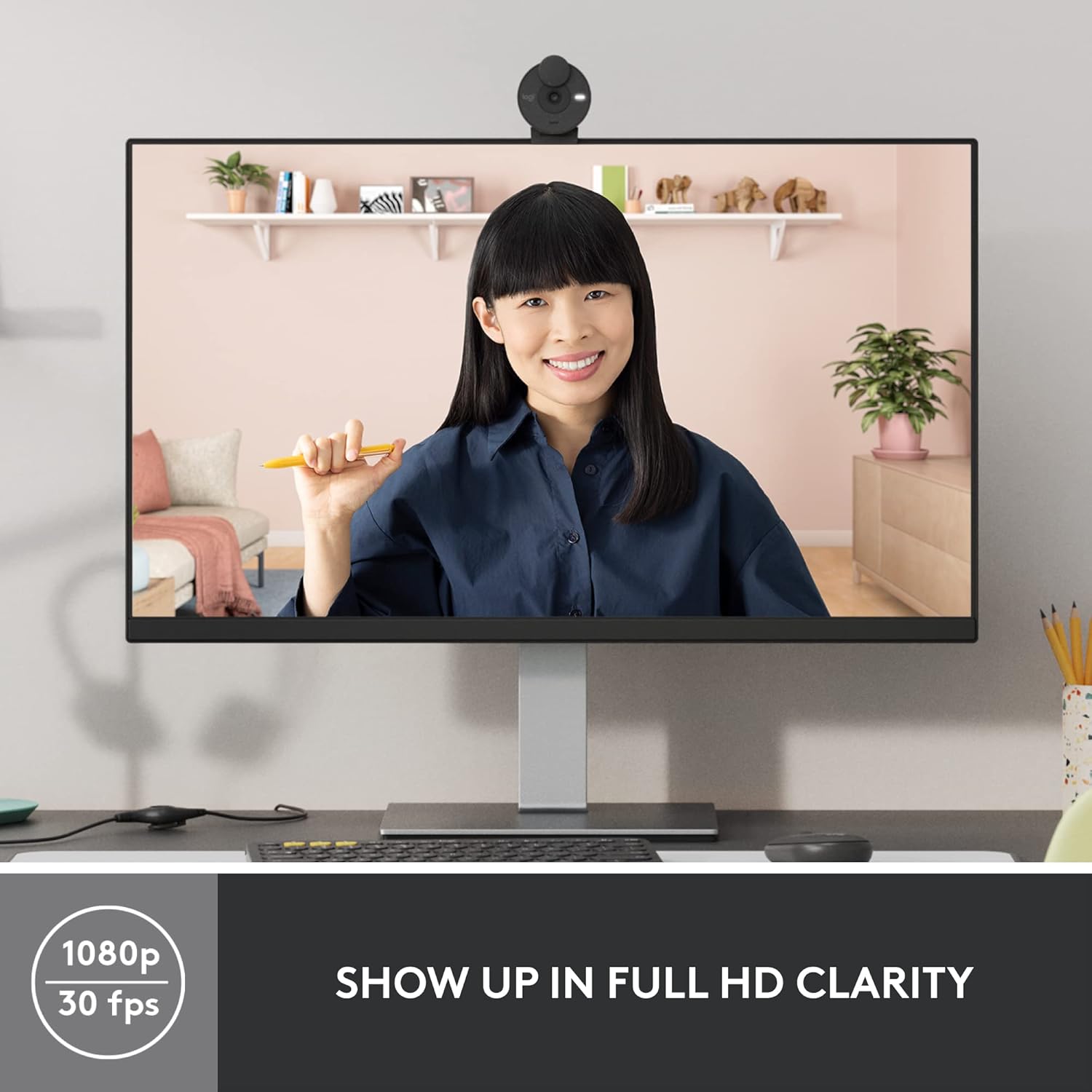 Logitech BRIO 300 USB-C 1080p FHD Webcam with Noise Reducing Mic - Graphite