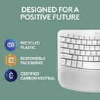 Logitech Ergo Series Wave Keys Wireless Ergonomic Keyboard with Cushioned Palm Rest - Off White