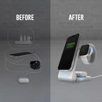 STM ChargeTree Swing 3-in-1 Wireless Charger Station – Qi-Certified Charger for iPhone, Android, AirPods & Apple Watch with Nightstand Mode Swing Arm – USB-C Cable Included, Black