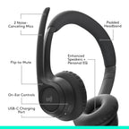 Logitech Zone 300 Wireless Bluetooth Headset with Noise-Cancelling Microphone - Midnight Black