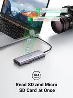 UGREEN 9-in-1 Dual HDMI USB-C Dock USB 2.0 2 USB 3.0 RJ45 1000M USB C PD 60W 2 HDMI 4K 60Hz SD/TF MacBook Dell XPS (90119)
