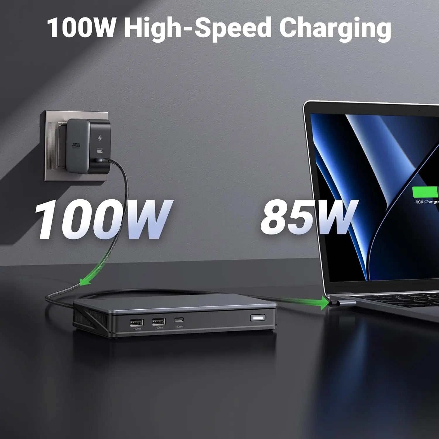UGREEN 9-in-1 USB-C Adapter Dual Monitor 2 HDMI 2 DisplayPort 4K 60Hz 100W PD Ethernet USB 3.2 Docking Station 90912