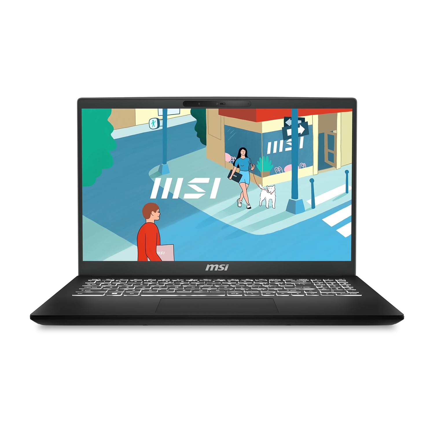 Laptop with MSI branding on a white background
