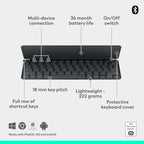 Logitech Keys-To-Go 2 Portable Bluetooth Tablet Keyboard with Built-in Cover - Graphite