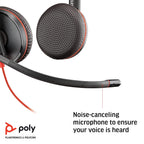 Poly Blackwire BW3225 USB-C+USB-C/A Wired Headphone with Noise Cancelling Boom Microphone