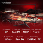 ViewSonic VX2428 Omni 24” 180Hz Fast IPS sRGB Gaming Monitor with Dual Speakers