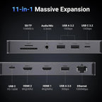 UGREEN 11-in-1 USB-C Hub Dual HDMI Docking Station 4K 60Hz 8K 30Hz 100W PD 10Gbps USB Ethernet Card Reader 15965