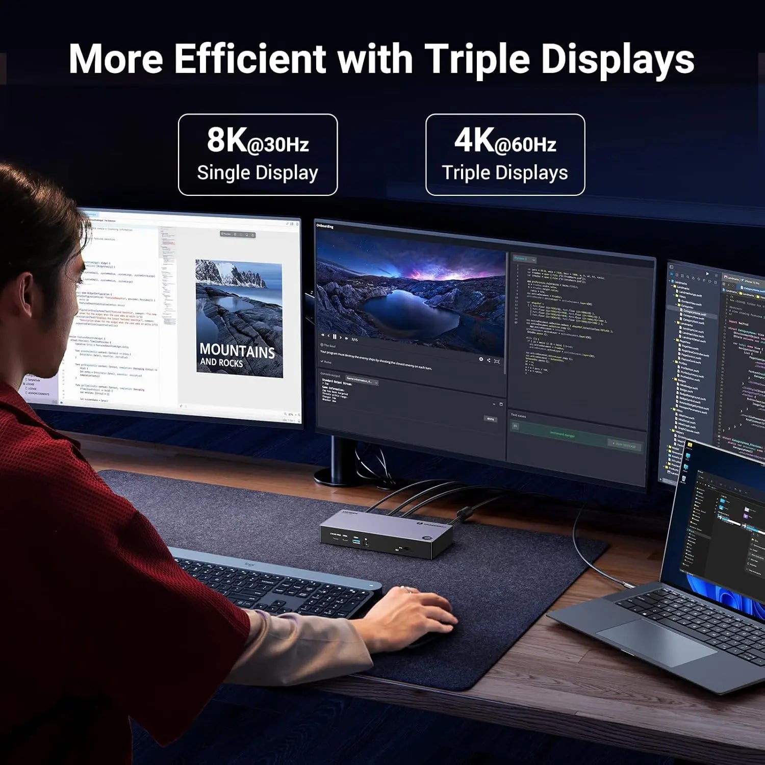 UGREEN Revodok Max 313 Thunderbolt 4 Dock 13-in-1 40Gbps Triple 4K 60Hz 8K HDMI 2.1 DP 1.4 Ethernet 60W PD MacBook (25085)
