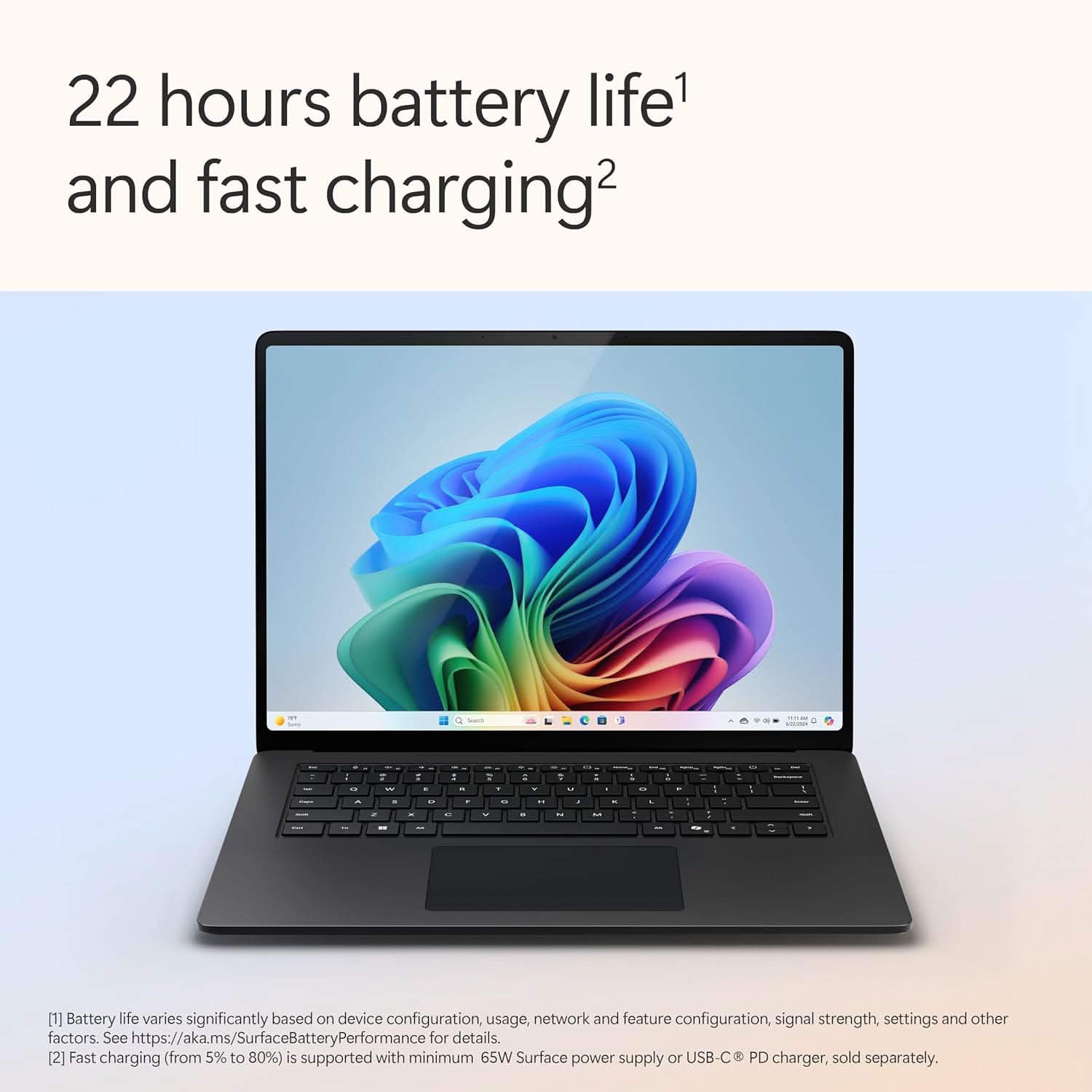 Microsoft Surface Laptop (7th Edition) – Snapdragon X Elite (12-Core), 16GB RAM, 512GB SSD, 15" PixelSense Touchscreen, Windows 11 Home, Graphite - ZHH-00048