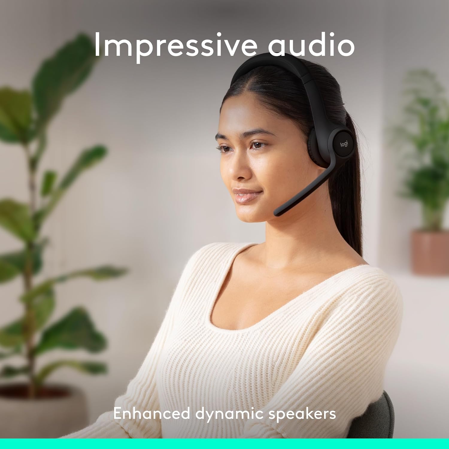 Logitech Zone 300 Wireless Bluetooth Headset with Noise-Cancelling Microphone - Midnight Black