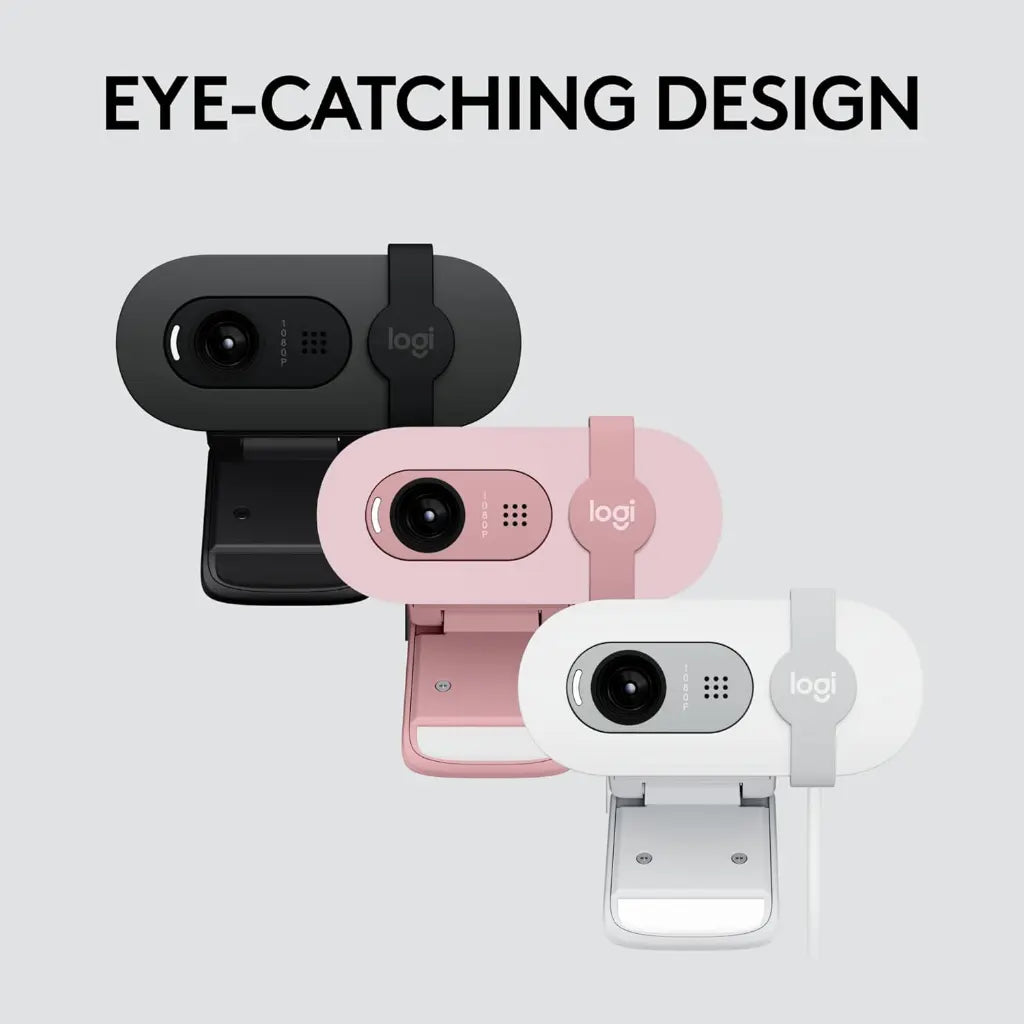 Logitech BRIO 100 USB-A 1080p FHD Webcam with Privacy Shutter and Built-in Mic - Off White